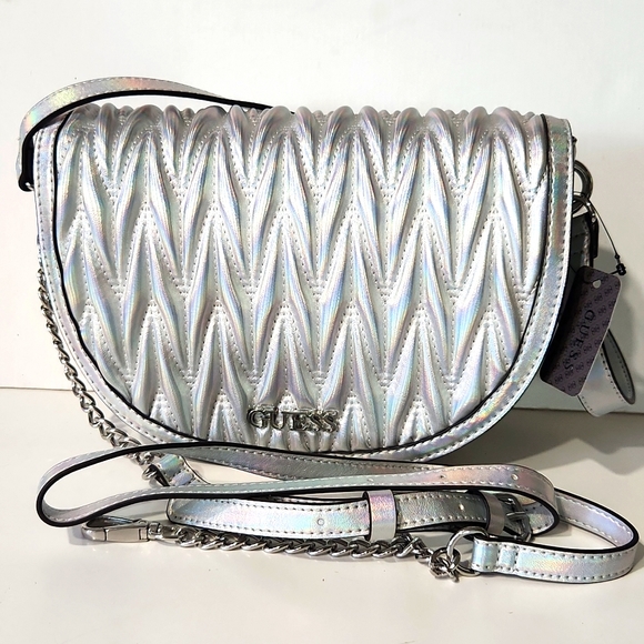 Guess Handbags - NEW! GUESS Metallic Silver Mini Shoulder Bag with Crossbody Strap